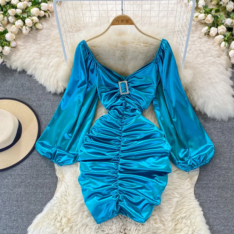 2022c Spring New Fashion Temperament Acetic Acid Satin Slim Fit V-neck Bottom Wrap Hip Long Sleeve Pleated Dress Women
2022c Spring New Fashion Temperament Acetic Acid Satin Slim Fit V-neck Bottom Wrap Hip Long Sleeve Pleated Dress Women