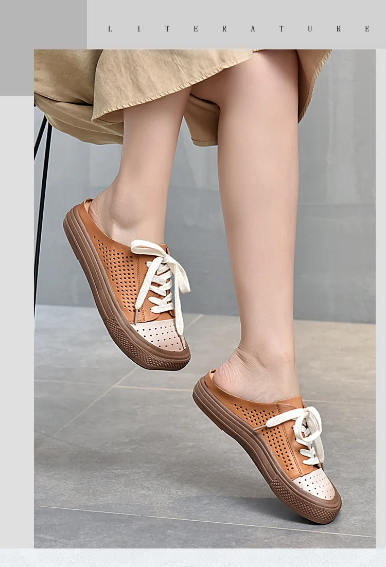 Lace-up Casual Square-toe Women's Shoes, Leather Half Slippers, Baotou, Leather Sandals and Slippers, Flat Heel
Lace-up Casual Square-toe Women's Shoes, Leather Half Slippers, Baotou, Leather Sandals and Slippers, Flat Heel