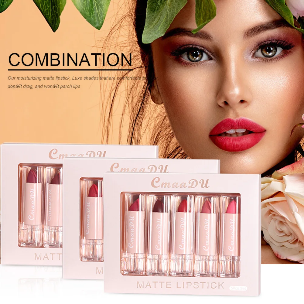 5Pcs/Set Makeup Lipstick Set Waterproof Non Stick Cup Lasting Matte Lipstick High Value Lipstick Moisturizing Beauty Tools TSLM1
5Pcs/Set Makeup Lipstick Set Waterproof Non Stick Cup Lasting Matte Lipstick High Value Lipstick Moisturizing Beauty Tools TSLM1