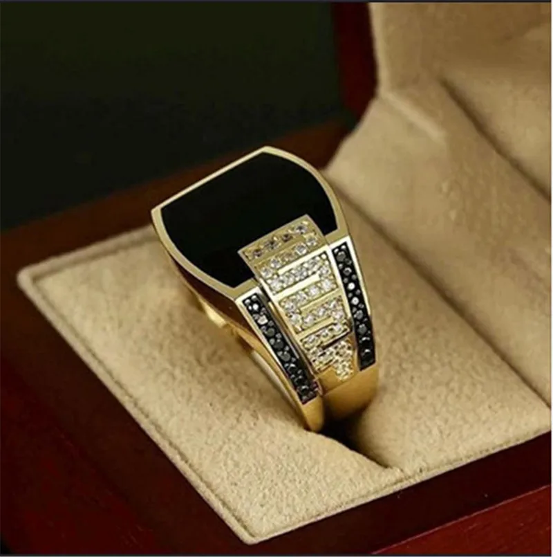 Горячая Распродажа медное мужское кольцо Freemason Totem Золотое широкое лицо с черным