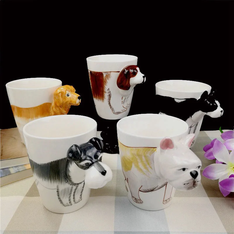 

3D Animal Mugs Ceramic Cartoon Water Cup Giraffe Piglet with Handle Hanging Spoon Home Milk Cofee Breakfast Large Capacity Cup