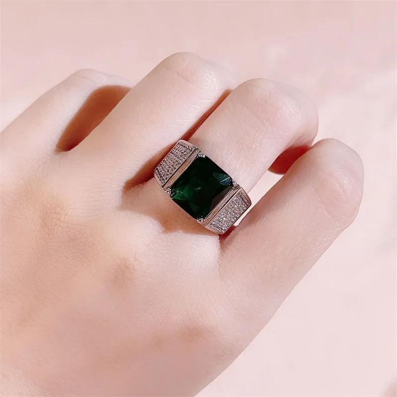 Bague Ringen Luxury Men's Open Ring 8 Carat Emerald Silver 925 Jewelry With Gemstones Gorgeous Gift Classic Wedding Party Rings
Bague Ringen Luxury Men's Open Ring 8 Carat Emerald Silver 925 Jewelry With Gemstones Gorgeous Gift Classic Wedding Party Rings