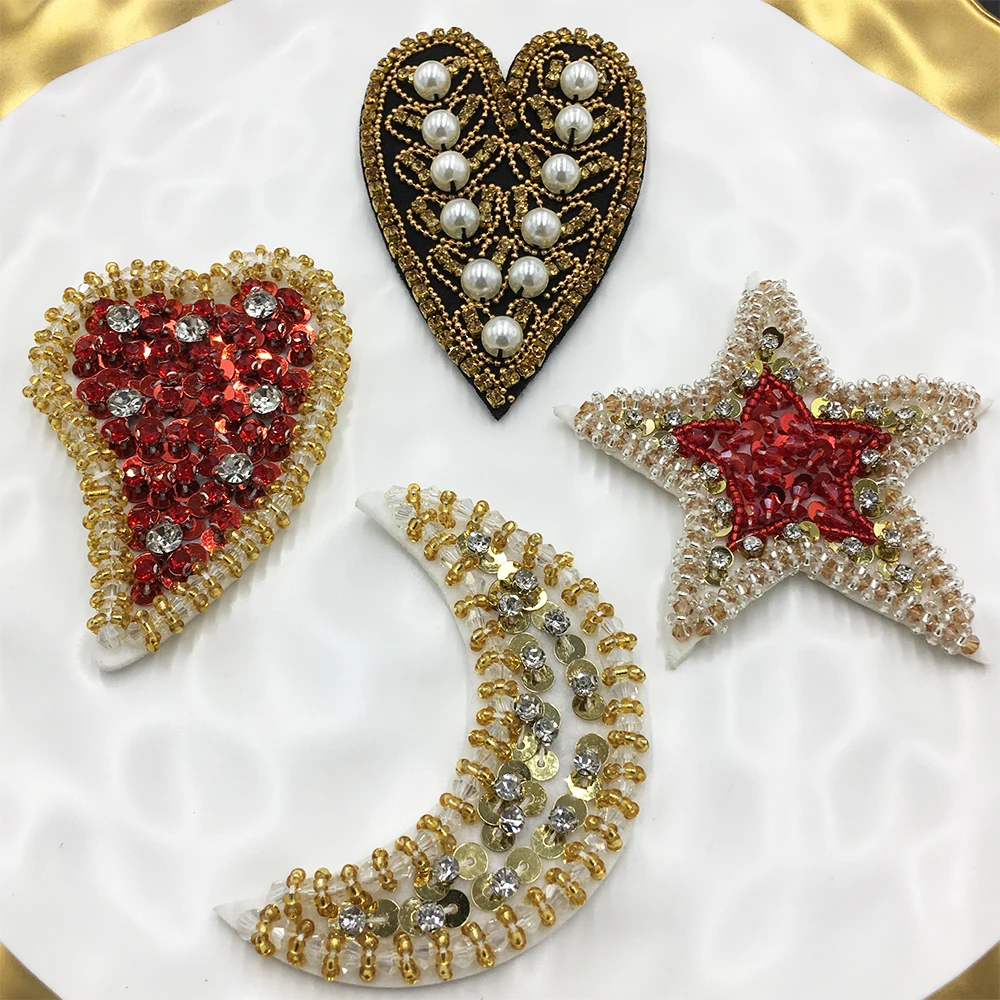 Handmade Embroidered Sequins Rhinestone Pearl Beaded Patches Heart-Shaped Sew on Applique Cute Badges for Clothes Accessories
Handmade Embroidered Sequins Rhinestone Pearl Beaded Patches Heart-Shaped Sew on Applique Cute Badges for Clothes Accessories