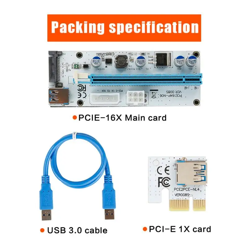 6PCS VER 008S PCI-E Riser VER 008S Express 1X 4x 8x 16x USB 3.0 Extender Riser Adapter Card Extension Cable Mining
6PCS VER 008S PCI-E Riser VER 008S Express 1X 4x 8x 16x USB 3.0 Extender Riser Adapter Card Extension Cable Mining