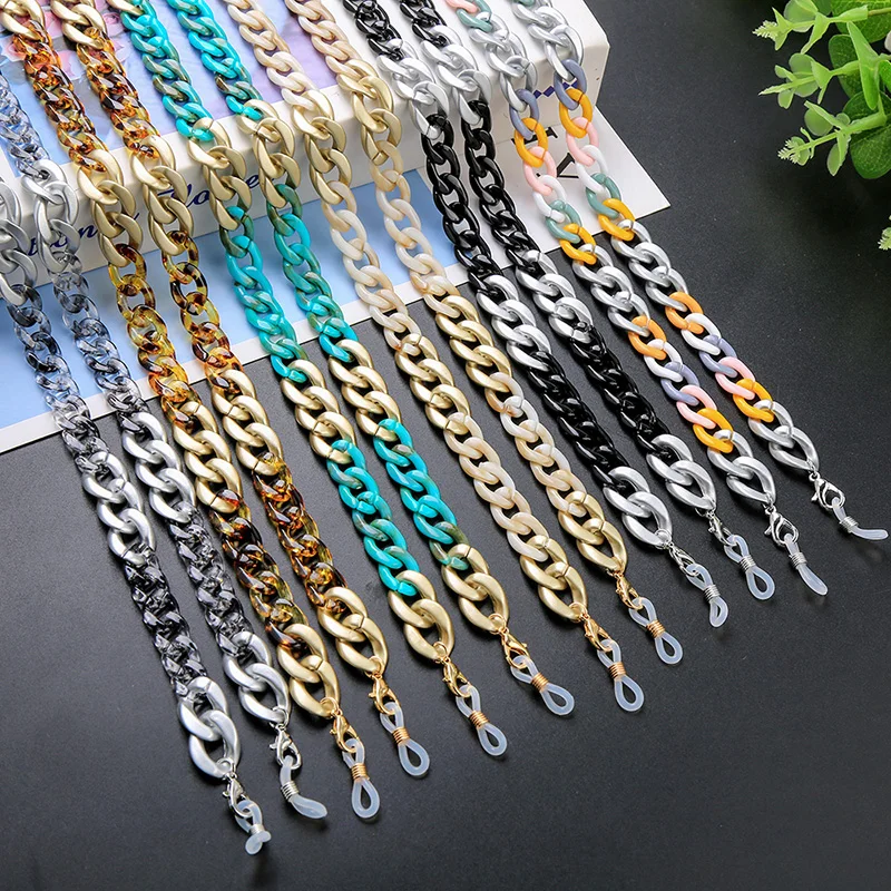 

kissme Unique Mixed Color Acrylic Link Chains For Women Sunglasses Mask Chains Bohemia Handmade 2021 Fashion Jewelry Accessories