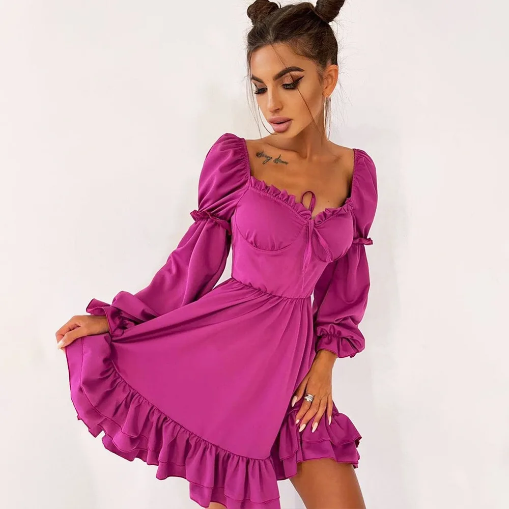 Women Robe Femme A-Line Dresses Patchwork Ruffles Bandage Solid Color Long Sleeve Slim Dress For Woman Clothing Vestido De Mujer
Women Robe Femme A-Line Dresses Patchwork Ruffles Bandage Solid Color Long Sleeve Slim Dress For Woman Clothing Vestido De Mujer