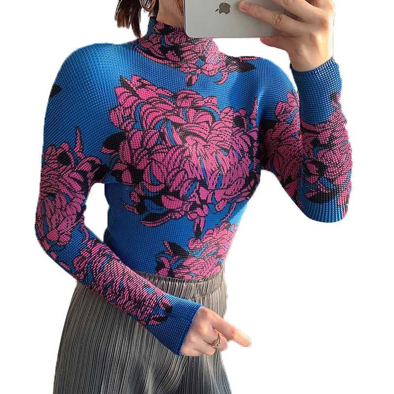 LANMREM 2021 Autumn Turtleneck Slim Pleated Long-sleeved Short Print Fashion Casual Contrast Color Purple T-shirt Women 2A2873
LANMREM 2021 Autumn Turtleneck Slim Pleated Long-sleeved Short Print Fashion Casual Contrast Color Purple T-shirt Women 2A2873