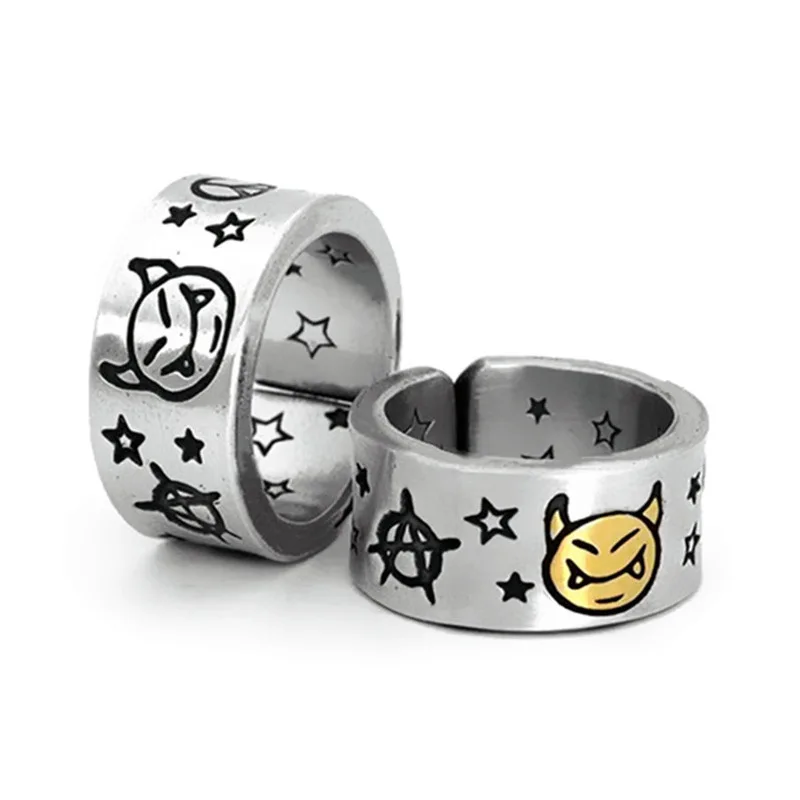 Little Devil Pattern Carved Ring for Men Fashion Star Open Ring Jewelry Vintage Hip Hop Punk Rings for Women 2021 Hot Sale
Little Devil Pattern Carved Ring for Men Fashion Star Open Ring Jewelry Vintage Hip Hop Punk Rings for Women 2021 Hot Sale