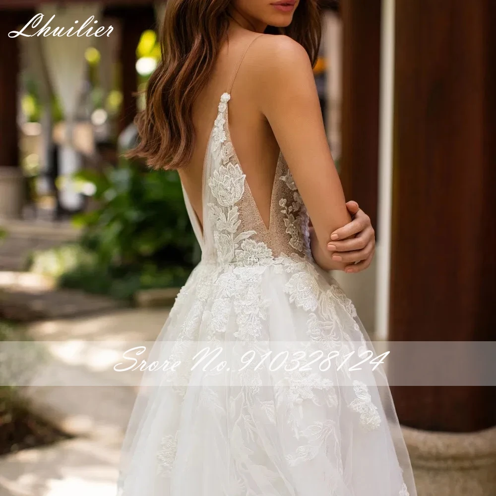 Lhuilier Elegant A-line V-neck Tulle Wedding Dresses 2020 Floor Length Sexy Backless Sleeveless Lace Appliques Bridal Dress
Lhuilier Elegant A-line V-neck Tulle Wedding Dresses 2020 Floor Length Sexy Backless Sleeveless Lace Appliques Bridal Dress