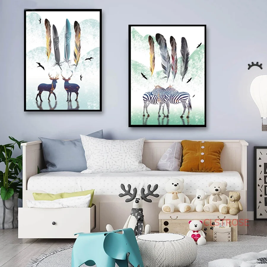 Nordic Animals Poster Literary Abstract Deer Zebra Silhouette Canvas Painting Color Feather Wall Pictures For Kid Room Decor
Nordic Animals Poster Literary Abstract Deer Zebra Silhouette Canvas Painting Color Feather Wall Pictures For Kid Room Decor