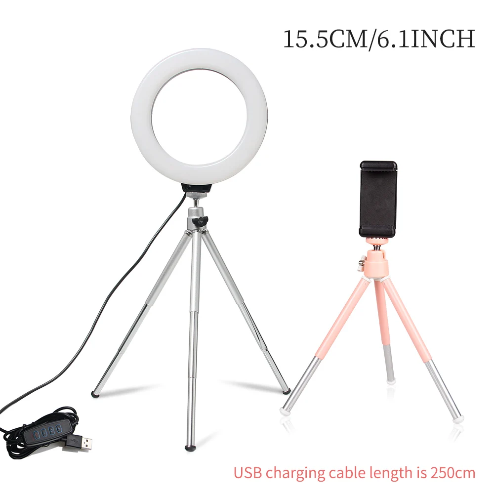 6inch Mini LED Desktop Video Ring Light Tripod with Lamp Cheap Ring Lamp Stand For Makeup Live Photo Photography Studio
6inch Mini LED Desktop Video Ring Light Tripod with Lamp Cheap Ring Lamp Stand For Makeup Live Photo Photography Studio