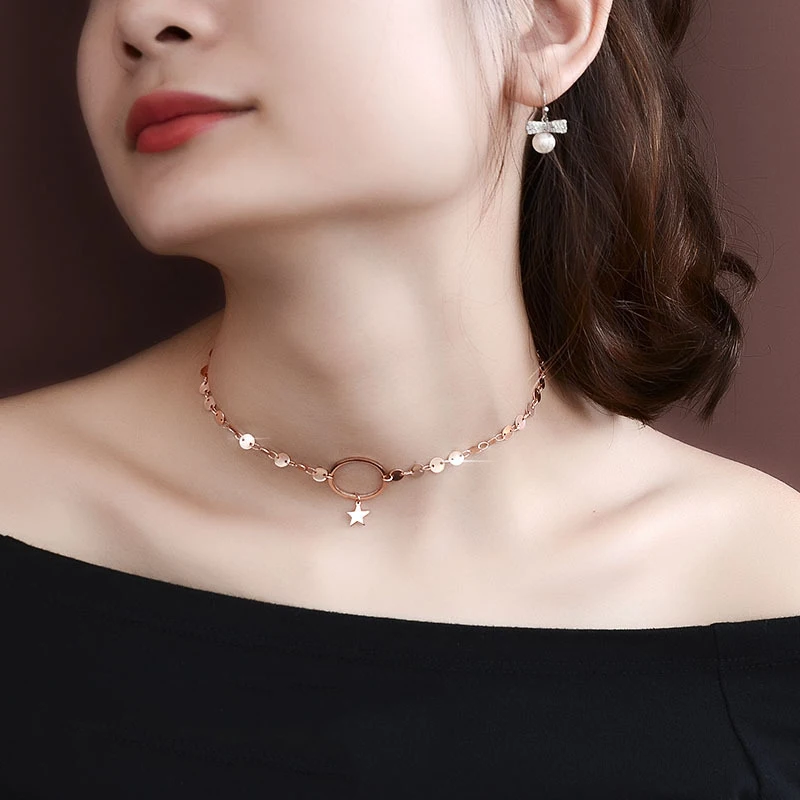 Luxury Gold Color Five Pointed Star Pendant Jewelry Birthday Gift Fashion 316l Stainless Steel Choker Necklaces For Women Men
Luxury Gold Color Five Pointed Star Pendant Jewelry Birthday Gift Fashion 316l Stainless Steel Choker Necklaces For Women Men