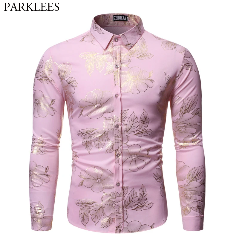 Gold Floral Print Party Shirt Men 2019 Autumn New Slim Fit Long Sleev Mens Dress Shirts Casual Button Down Chemise Homme Pink
Gold Floral Print Party Shirt Men 2019 Autumn New Slim Fit Long Sleev Mens Dress Shirts Casual Button Down Chemise Homme Pink