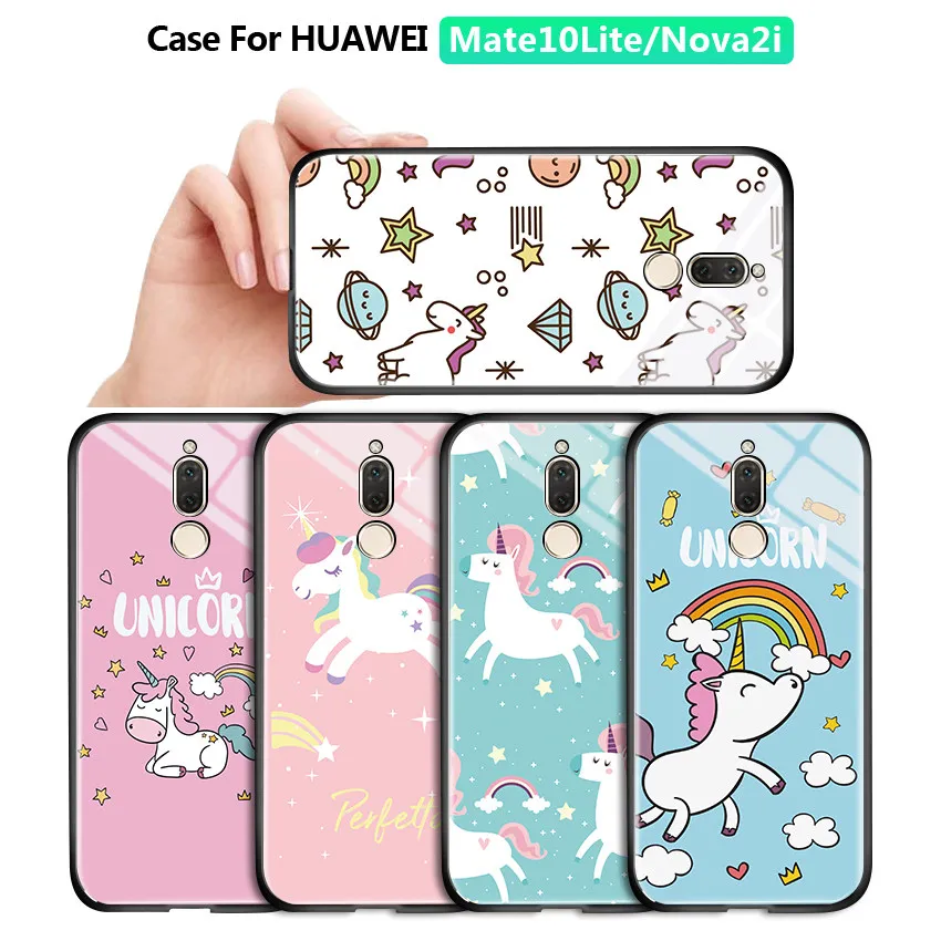 Ударопрочный глянцевый чехол из закаленного стекла для Huawei Nova 2i / Maimang6 Mate10