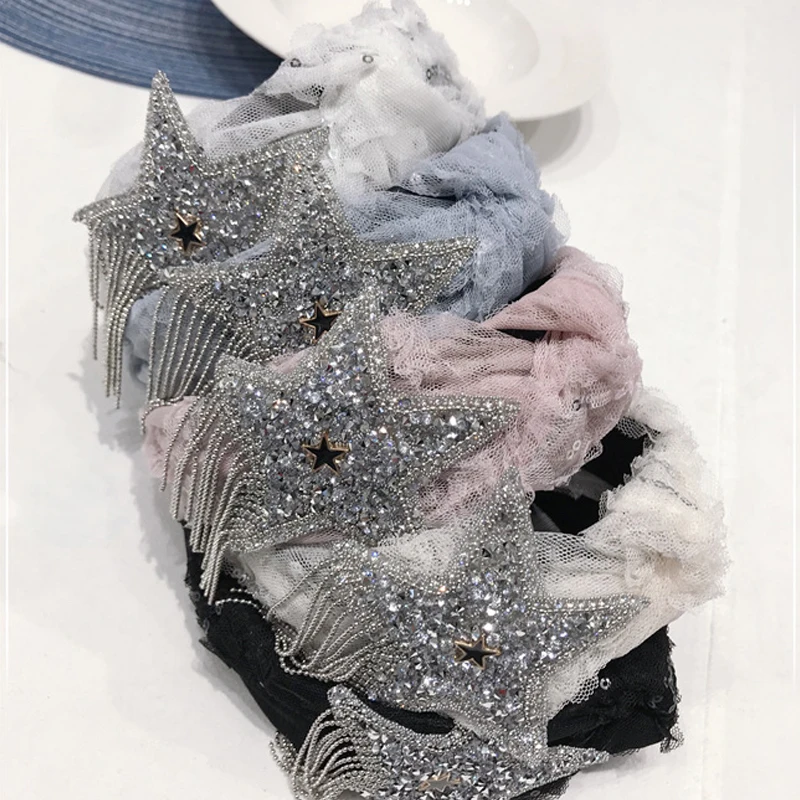 Q New Mesh Lace Tassel Wide Hairbands For Women Shine Rhinestone Big Star Headband Bezel Sweet Girl Hair Hoop Hair Accessories
Q New Mesh Lace Tassel Wide Hairbands For Women Shine Rhinestone Big Star Headband Bezel Sweet Girl Hair Hoop Hair Accessories