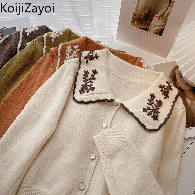 Женский кардиган с вышивкой Koijizayoi, осенне-зимний Повседневный Свободный Вязаный Кардиган с длинным рукавом, милые кардиганы для девочек
Женский кардиган с вышивкой Koijizayoi, осенне-зимний Повседневный Свободный Вязаный Кардиган с длинным рукавом, милые кардиганы для девочек