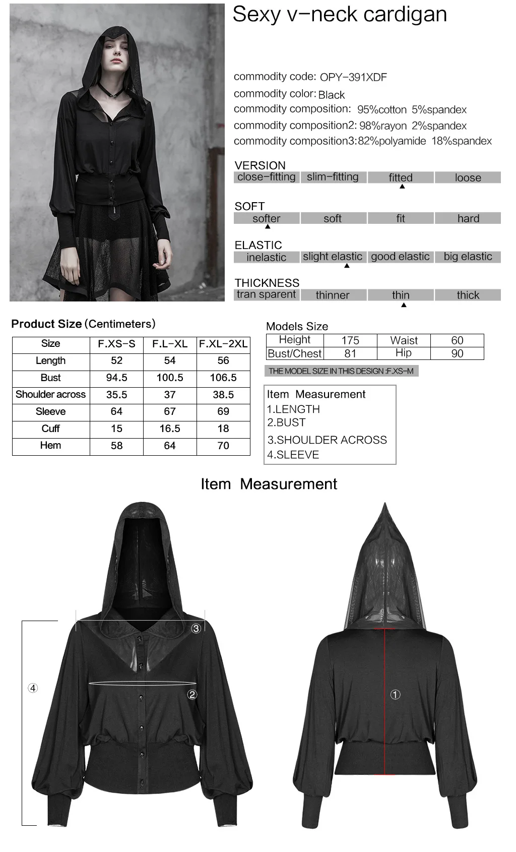 PUNK RAVE Women Sexy V-neck Cardigan Mesh Stitching Perspective Knitted Modal Breathable Hooded Short Coat
PUNK RAVE Women Sexy V-neck Cardigan Mesh Stitching Perspective Knitted Modal Breathable Hooded Short Coat