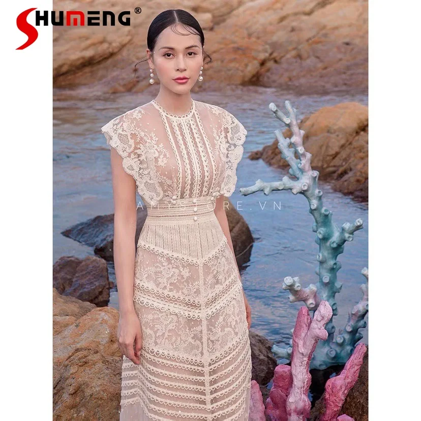 2022 Summer New Woman Leisure Lace Short Sleeve Midi Dresses for Women Retro Sexy O Neck High Waisted Dress Women Clothes
2022 Summer New Woman Leisure Lace Short Sleeve Midi Dresses for Women Retro Sexy O Neck High Waisted Dress Women Clothes