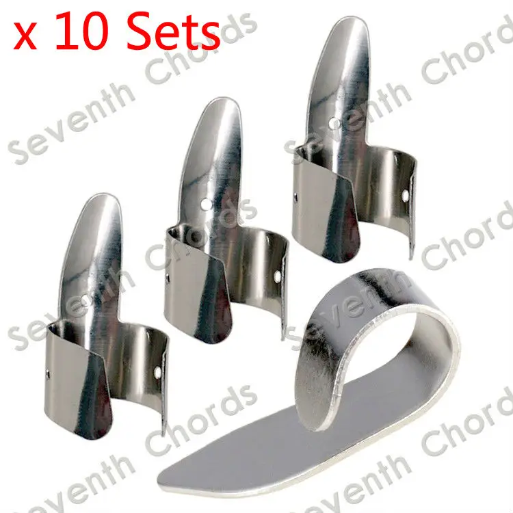 10 Set 40 Pcs Ukulele Guitar Metal Thumb Picks and Finger Picks Plectrum (10 Thumb Picks + 30 Finger Picks)
10 Set 40 Pcs Ukulele Guitar Metal Thumb Picks and Finger Picks Plectrum (10 Thumb Picks + 30 Finger Picks)