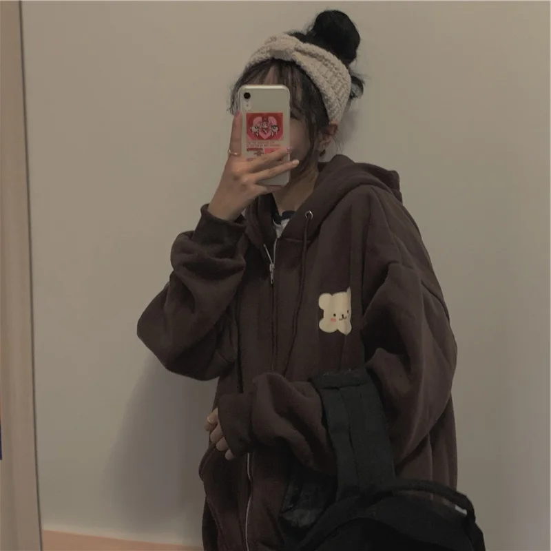 Sweatshirt Women's Autumn and Winter Korean Style Japanese Style Cute Hooded Zipper Laid-Back Coat Student Rac
Sweatshirt Women's Autumn and Winter Korean Style Japanese Style Cute Hooded Zipper Laid-Back Coat Student Rac