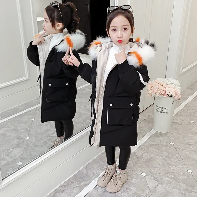 Rlyaeiz Top Quality 2019 Fashion Colorful Fur Collar Winter Jackets for Girls Parka Coat Thickening Warm Overcoat Age 4-13Y
Rlyaeiz Top Quality 2019 Fashion Colorful Fur Collar Winter Jackets for Girls Parka Coat Thickening Warm Overcoat Age 4-13Y