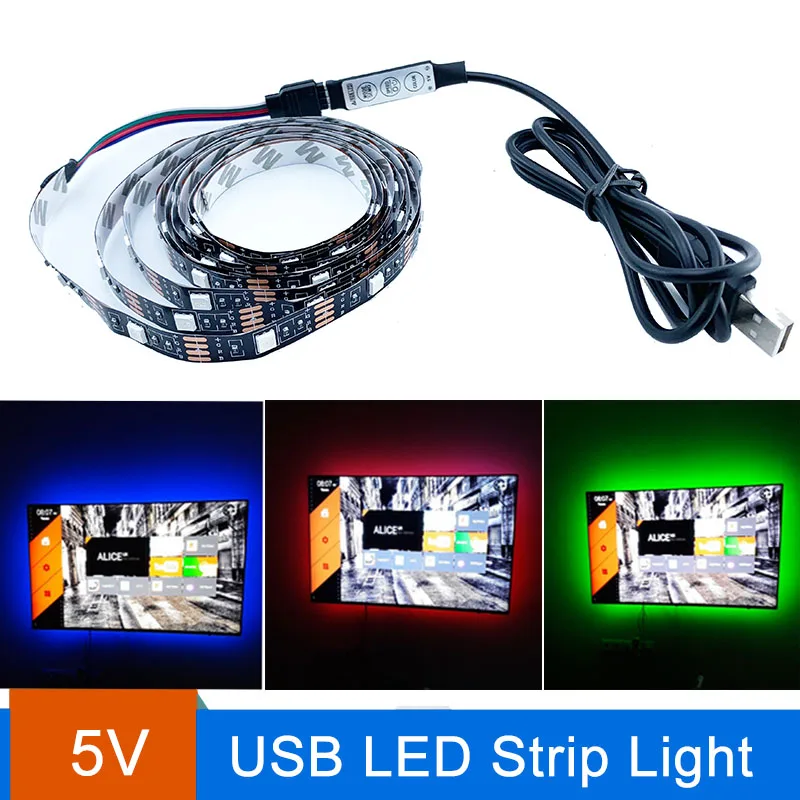 5 в Светодиодная лента USB кабель питания гибкий светильник RGB/белый/теплый белый 1
