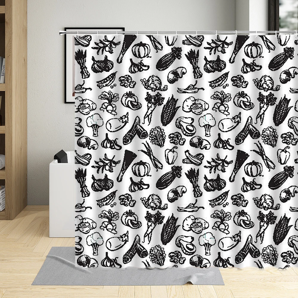 Cartoons Vegetables Fruits Shower Curtains Waterproof Polyester Bathroom Decor Curtains Kitchen Wall Decoration With 12 Hooks 
Cartoons Vegetables Fruits Shower Curtains Waterproof Polyester Bathroom Decor Curtains Kitchen Wall Decoration With 12 Hooks