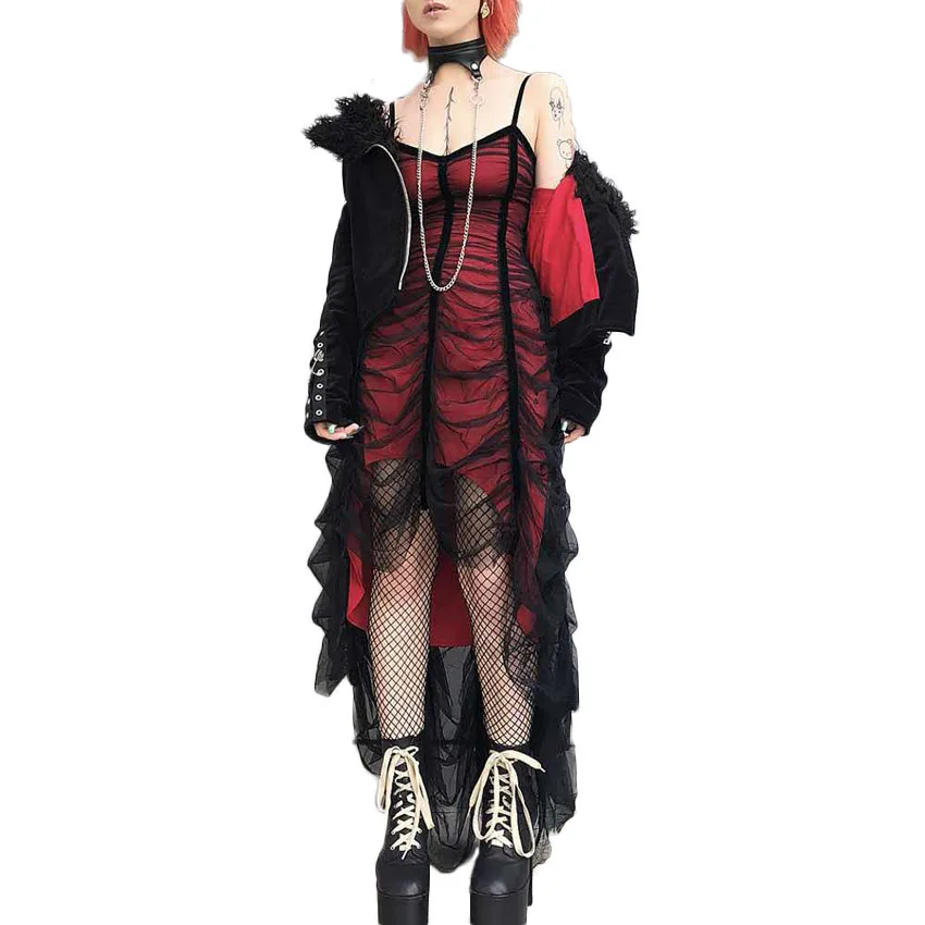 Balck Short Mesh Pleated Irregular Sexy Dress Bandage Goth Women Gothic Punk Slim Strap Streetwear Mini Vestidos Y2K Dresses 
Balck Short Mesh Pleated Irregular Sexy Dress Bandage Goth Women Gothic Punk Slim Strap Streetwear Mini Vestidos Y2K Dresses