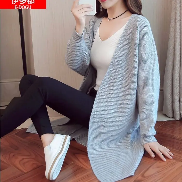 2020 Autumn spring fashion long cardigan for women knitted sweater open front fall outfits 0.8
2020 Autumn spring fashion long cardigan for women knitted sweater open front fall outfits 0.8