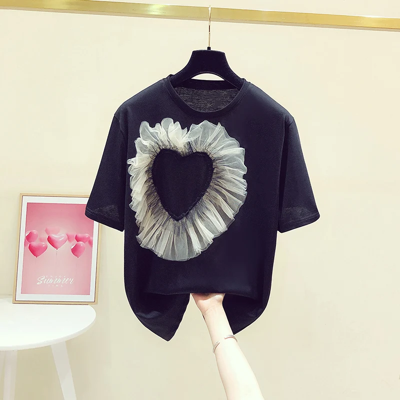 Mesh Lovely Decorative Round Neck Short Sleeve T-shirt for Women 2021 Summer New Loose Girls Ladies Tops Black Tees
Mesh Lovely Decorative Round Neck Short Sleeve T-shirt for Women 2021 Summer New Loose Girls Ladies Tops Black Tees