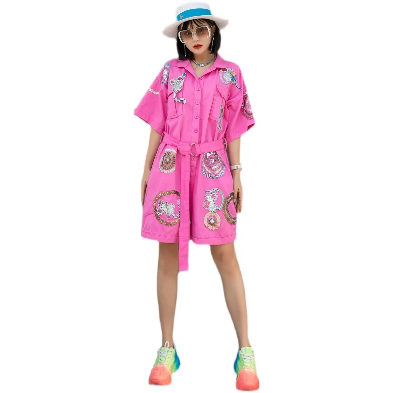 Sequins Mouse Denim Jumpsuit Women Short Sleeve Shorts Rompers With Belt Adjustable Waist Jumpsuit 2021 Summer Fashion Trend
Sequins Mouse Denim Jumpsuit Women Short Sleeve Shorts Rompers With Belt Adjustable Waist Jumpsuit 2021 Summer Fashion Trend