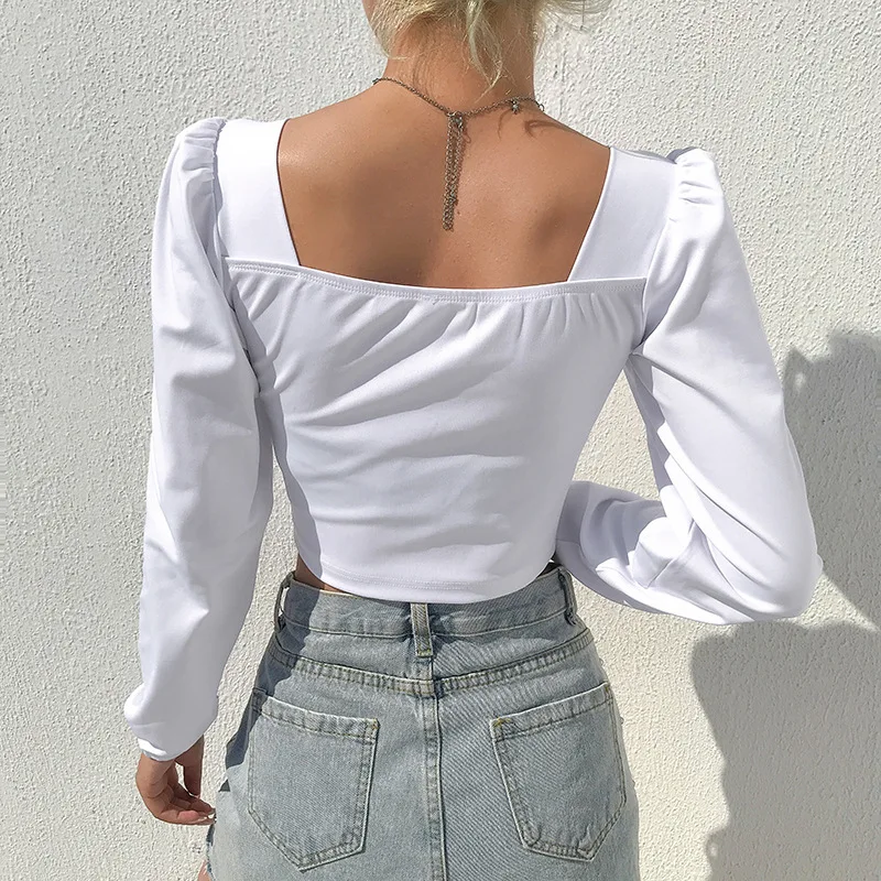 French Style Sexy Women's Puff Long Sleeve Crop Tank Tops Soft Sexy Solid Square Draped Neck Female Blouse Shirts Tops
French Style Sexy Women's Puff Long Sleeve Crop Tank Tops Soft Sexy Solid Square Draped Neck Female Blouse Shirts Tops