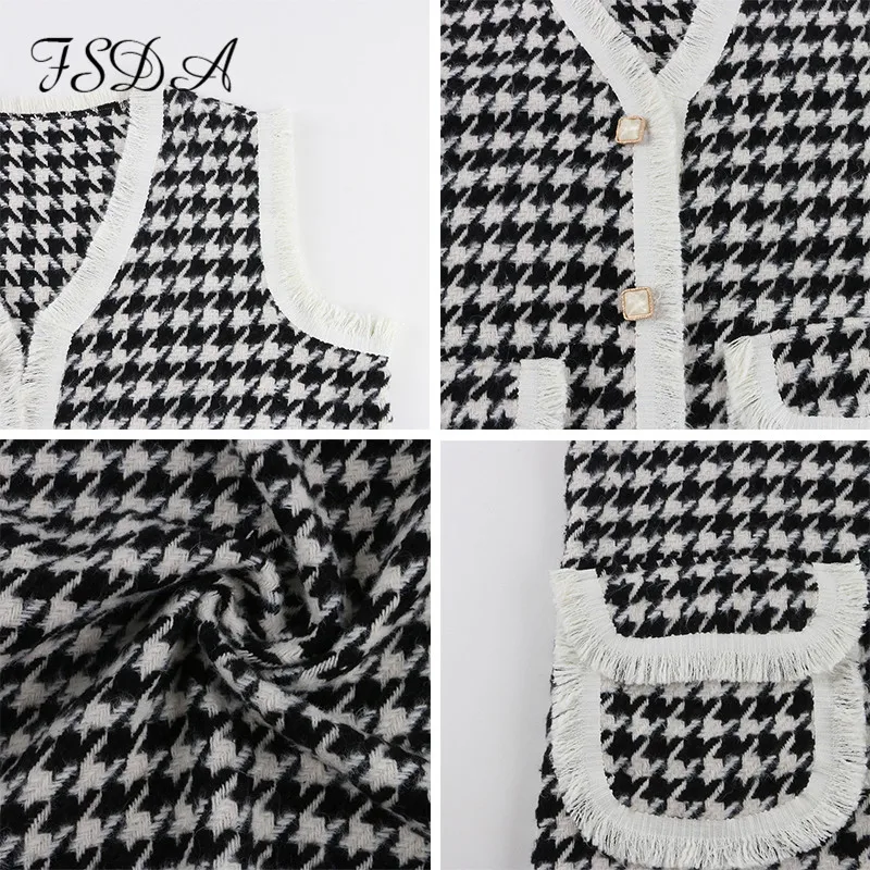 FSDA 2020 Sleeveless Houndstooth Jacket Women Autumn Winter Pocket Vest Coat Woolen Ladies Fashion Waistcoat Long Plaid Cardigan
FSDA 2020 Sleeveless Houndstooth Jacket Women Autumn Winter Pocket Vest Coat Woolen Ladies Fashion Waistcoat Long Plaid Cardigan