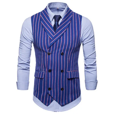 Blue Striped Double-breasted Waistcoat Men 2020 Vintage Formal Dress Suit Vest Fall Spring Wedding Mens Waistcoats Plus Size
Blue Striped Double-breasted Waistcoat Men 2020 Vintage Formal Dress Suit Vest Fall Spring Wedding Mens Waistcoats Plus Size