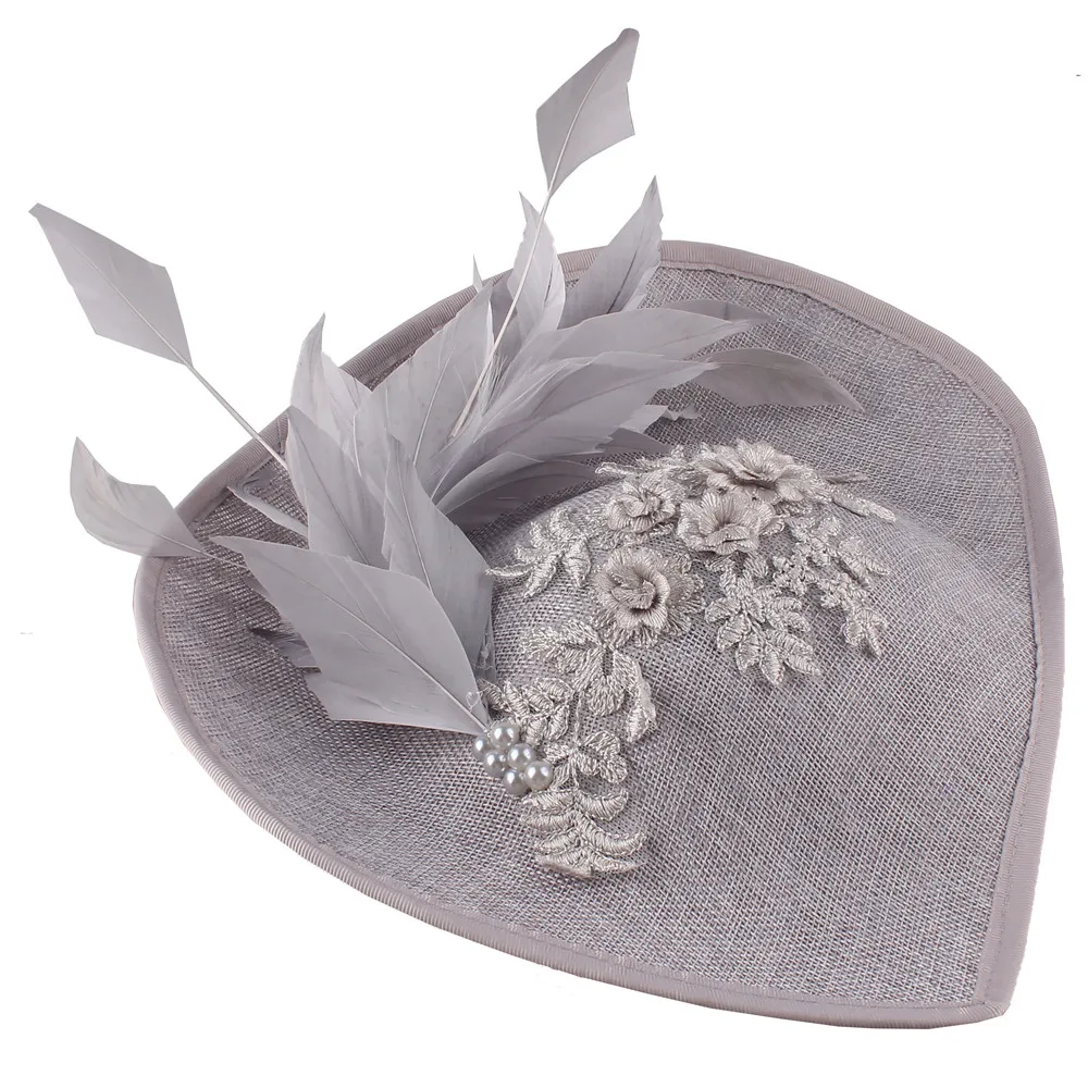 Women Wedding Hair Accessories Fashion Lady Grey Bridal Derby Pillbox Hat With Feather Flower Imitation Sinamay Lace Hat SYF756 
Women Wedding Hair Accessories Fashion Lady Grey Bridal Derby Pillbox Hat With Feather Flower Imitation Sinamay Lace Hat SYF756