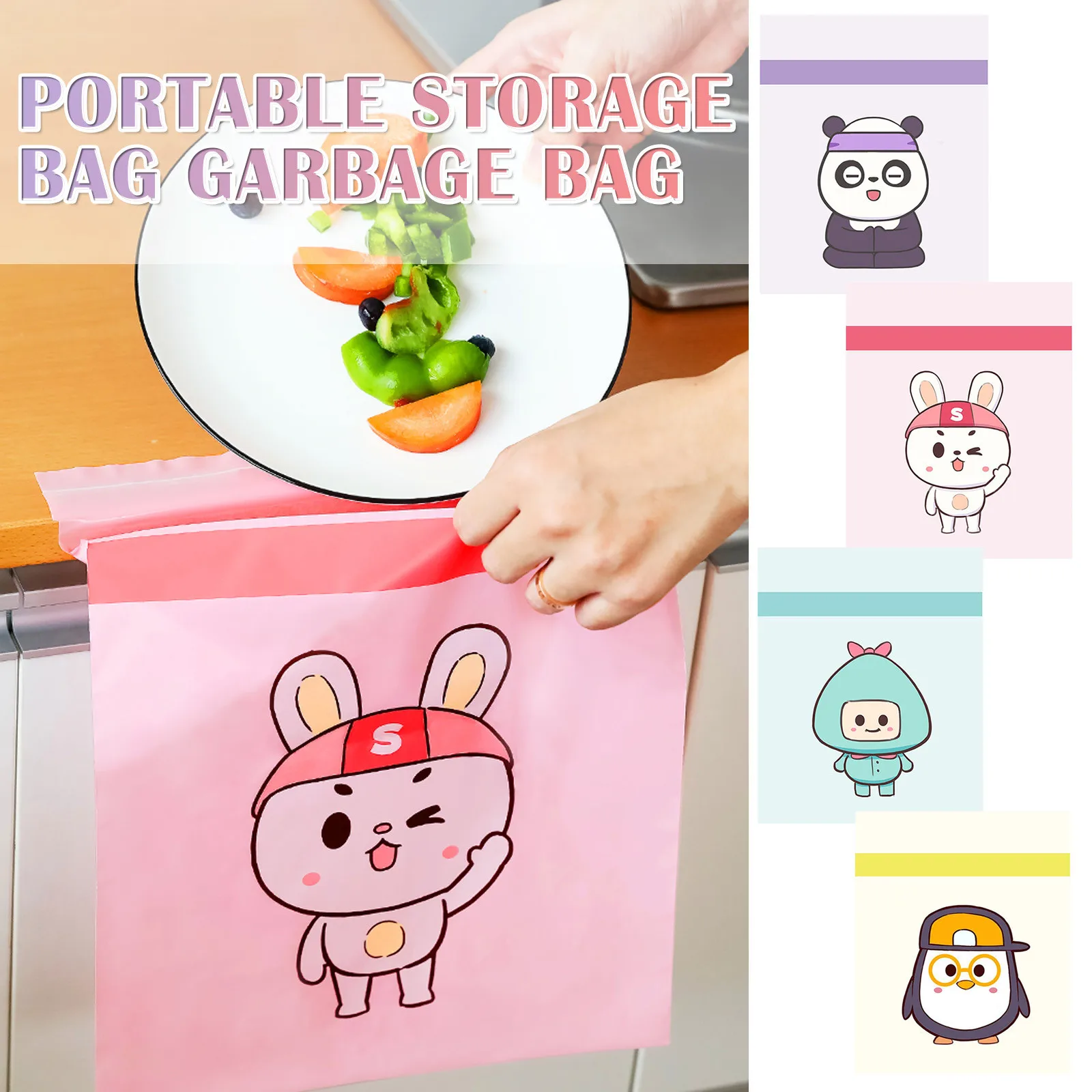 15 шт., портативные пакеты для мусора с мультяшным милым рисунком 
15 шт., портативные пакеты для мусора с мультяшным милым рисунком