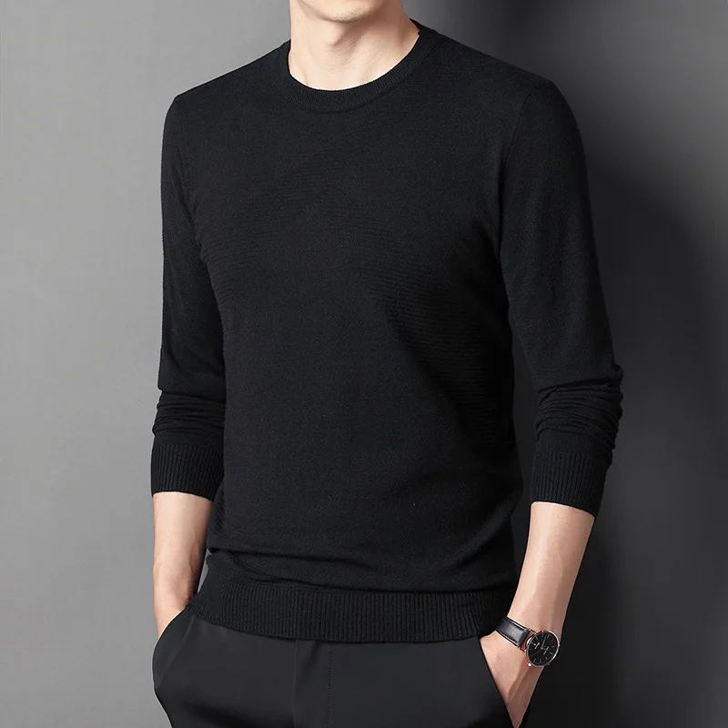 Round Neck Sweater Autumn and Winter Middle-aged Men's Leisure Long Sleeve Wool Knitted Bottomed Sweater Solid Color Thin
Round Neck Sweater Autumn and Winter Middle-aged Men's Leisure Long Sleeve Wool Knitted Bottomed Sweater Solid Color Thin