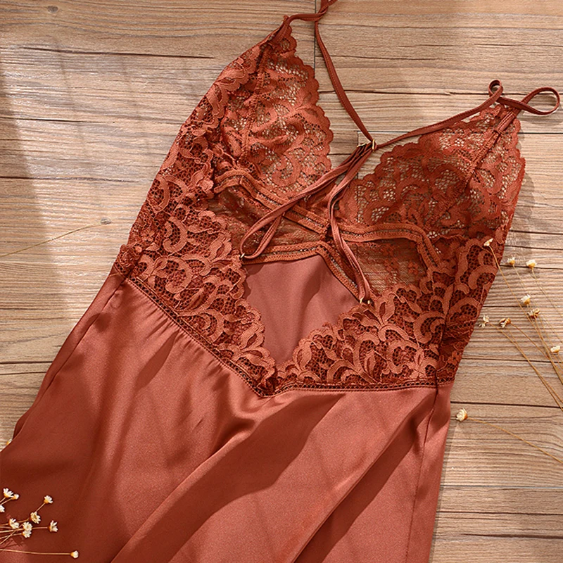 Summer Sexy Night Dress Lace Nightgow Women's New Lingerie Backless Lace V-neck Nightwear Silk Nightdress Homewear
Summer Sexy Night Dress Lace Nightgow Women's New Lingerie Backless Lace V-neck Nightwear Silk Nightdress Homewear