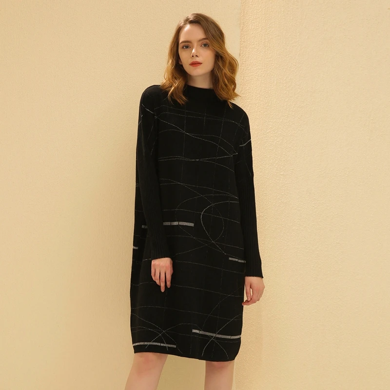 Women's Dress Half High Collar Loose Straight Tube Sense of Line Design Medium Length Party Dresses Black
Women's Dress Half High Collar Loose Straight Tube Sense of Line Design Medium Length Party Dresses Black