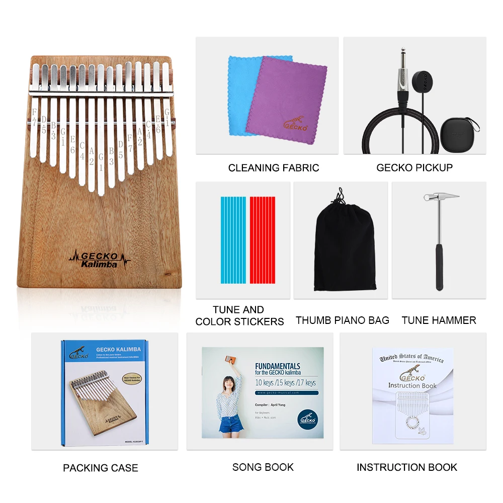 Gecko Kalimba Thumb Piano 15 Keys High Quality Camphor Wood Body Musical Instrument With PICKUP Learning Book Tune Hammer
Gecko Kalimba Thumb Piano 15 Keys High Quality Camphor Wood Body Musical Instrument With PICKUP Learning Book Tune Hammer