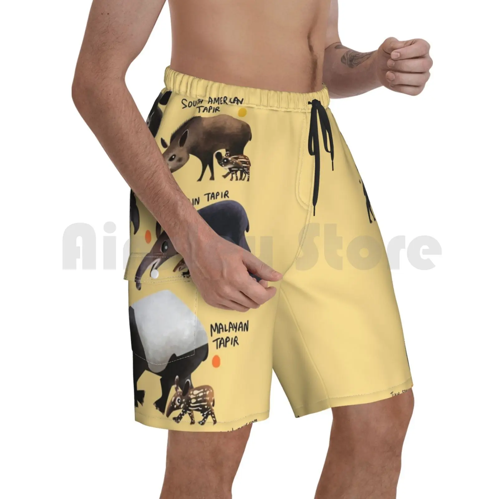 

Tapirs Of The World Beach Shorts Men Beach Pants Swimwear Tapir Animals Wildlife Species South America Malaysia