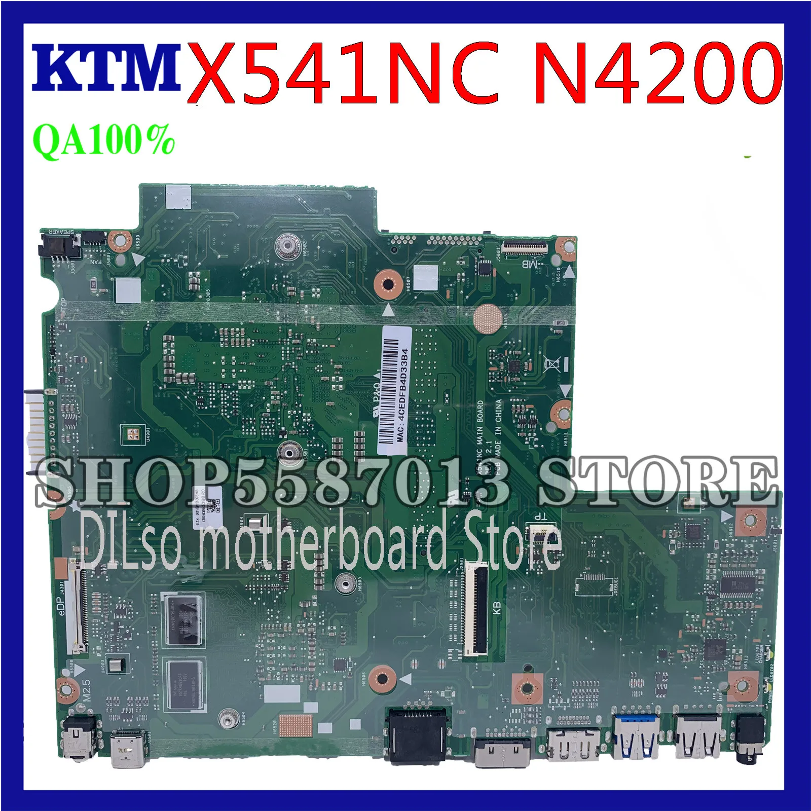 KEFU X541NC REV2.1 fit For ASUS X541NA X541N N4200 CPU Laptop Motherboard GT810M test Motherboard work 100%
KEFU X541NC REV2.1 fit For ASUS X541NA X541N N4200 CPU Laptop Motherboard GT810M test Motherboard work 100%
