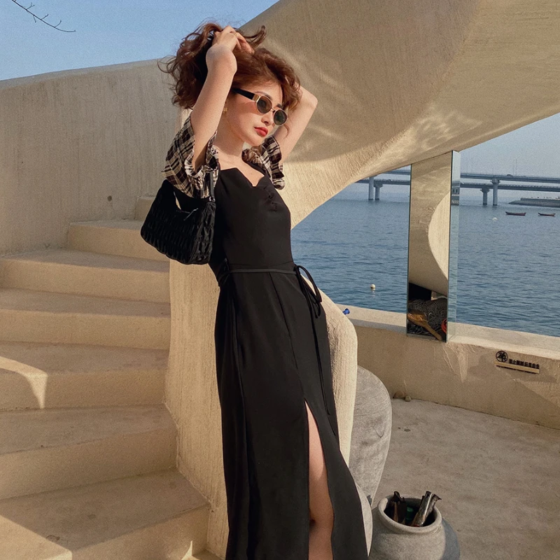 Summer Sexy Fashion Black Plaid Puff Sleeve Soild Split Midi Dress Woman Vintage Vestdio Franch Party Casual Korean Elegant New
Summer Sexy Fashion Black Plaid Puff Sleeve Soild Split Midi Dress Woman Vintage Vestdio Franch Party Casual Korean Elegant New