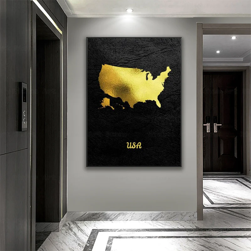 Golden Map Art USA Canvas Painting Art Print Poster Picture Wall Modern Minimalist Bedroom Living Room Decoration
Golden Map Art USA Canvas Painting Art Print Poster Picture Wall Modern Minimalist Bedroom Living Room Decoration