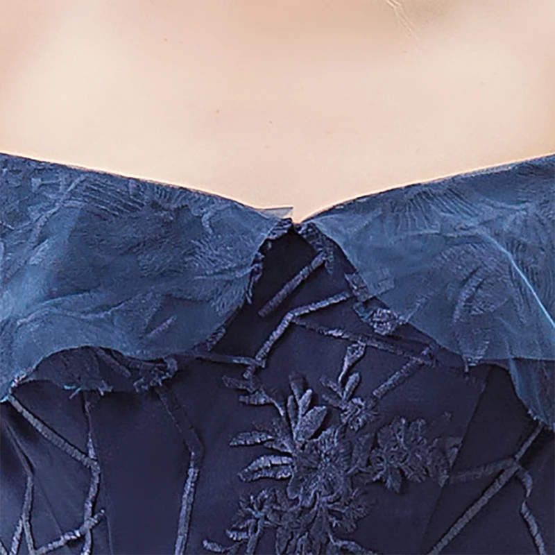 Evening Dresses Navy Blue Boat Neck Ruffles Lace Tulle Zipper Back Backless Trumpet Floor-length Women Formal Party Dress C017
Evening Dresses Navy Blue Boat Neck Ruffles Lace Tulle Zipper Back Backless Trumpet Floor-length Women Formal Party Dress C017