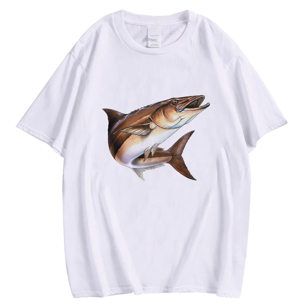 

CLOOCL Fishing Cotton T-shirts 3D Graphics T Shirt Fish Pullovers Tees White 100% Cotton Tops Harajuku Men Clothing XS-7XL