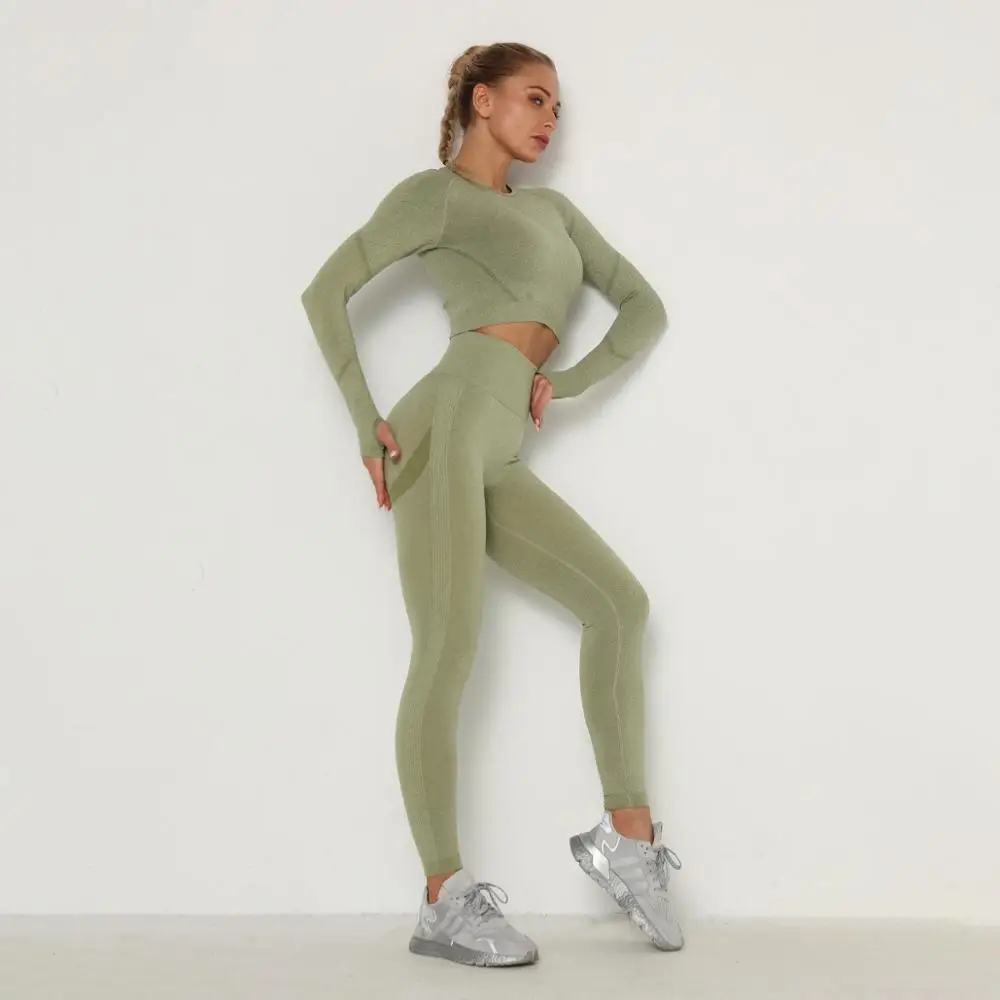 Women Yoga Set Gym Clothing Ombre Seamless Leggings+Cropped Shirts Workout Sport Suit Women Long Sleeve Fitness Set Active Wear
Women Yoga Set Gym Clothing Ombre Seamless Leggings+Cropped Shirts Workout Sport Suit Women Long Sleeve Fitness Set Active Wear