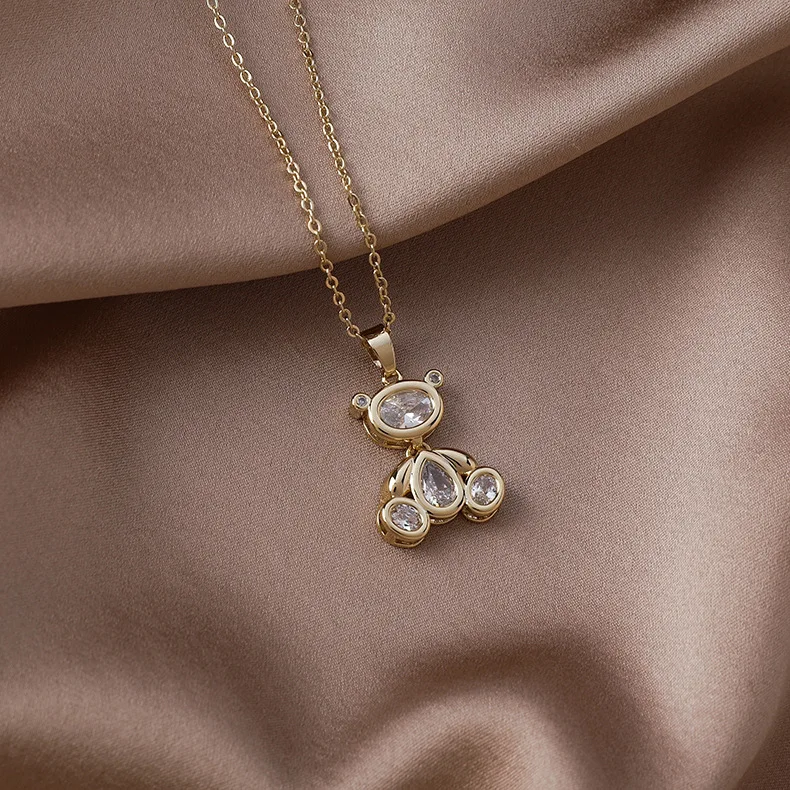 2021 New Design Exquisite Movable Bear Women Necklace Shinning Elegant Zircon Necklace Birthday Gift Jewelry Brincos
2021 New Design Exquisite Movable Bear Women Necklace Shinning Elegant Zircon Necklace Birthday Gift Jewelry Brincos