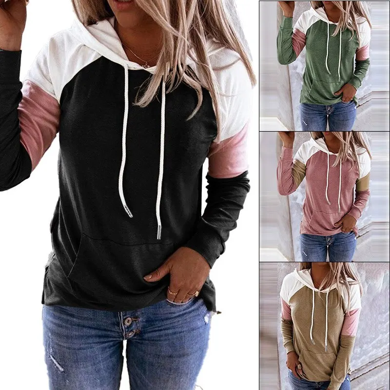 2020 New Hot style Women's long-sleeved hooded sweater contrast color stitching T-shirt women
2020 New Hot style Women's long-sleeved hooded sweater contrast color stitching T-shirt women