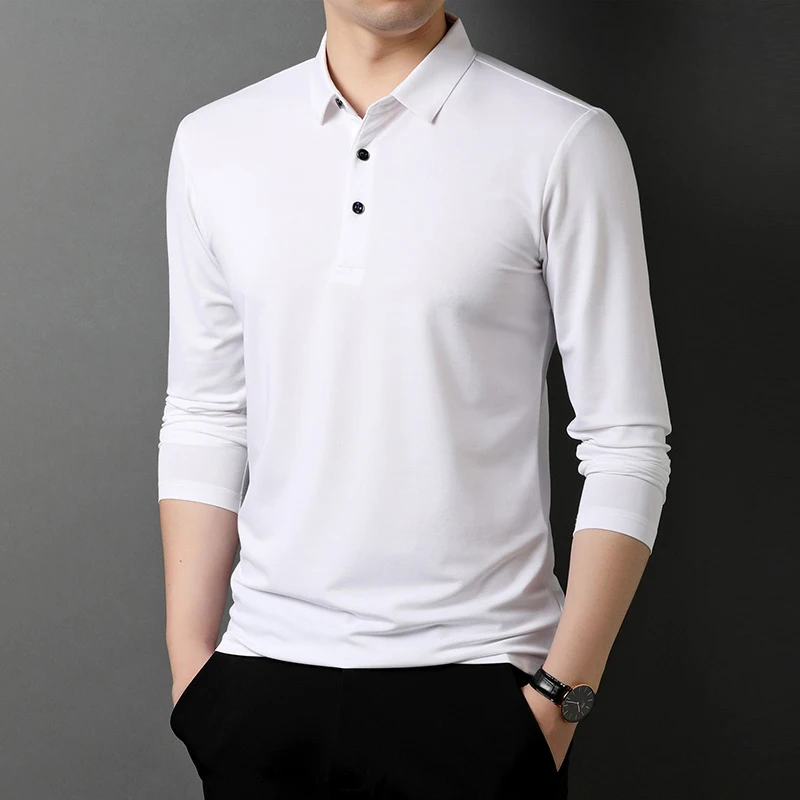 Male 2021 NEW spring and autumn lapel long-sleeved t shirt Men solid color business Tops Tees 46104-028
Male 2021 NEW spring and autumn lapel long-sleeved t shirt Men solid color business Tops Tees 46104-028